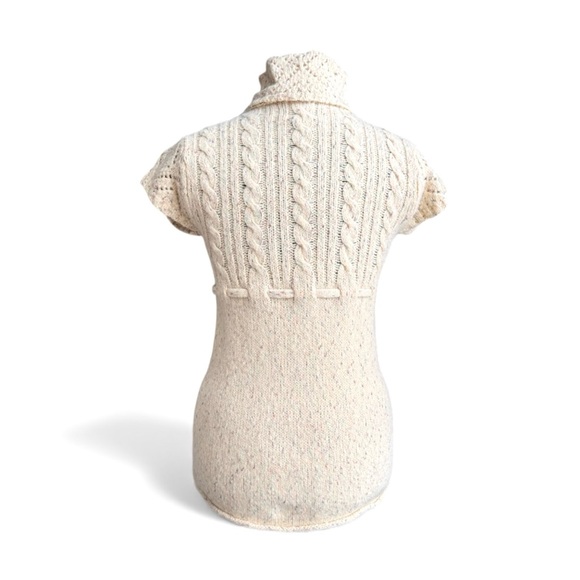 NWOT Anthropologie Cream Cable Knit Cowl Neck Sweater - Picture 8 of 12